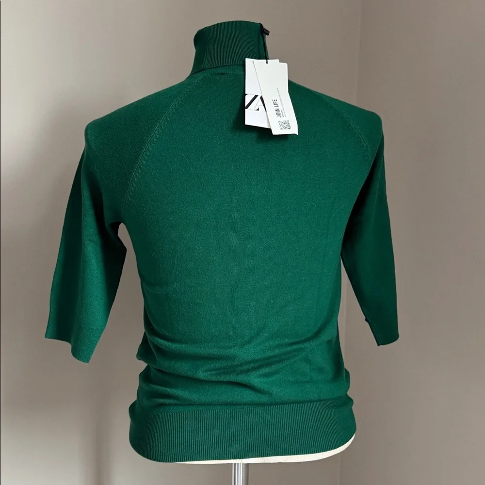 Zara green turtleneck short sleeve - Picture 2 of 6